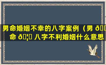 男命婚姻不幸的八字案例（男 🐈 命 🦆 八字不利婚姻什么意思）